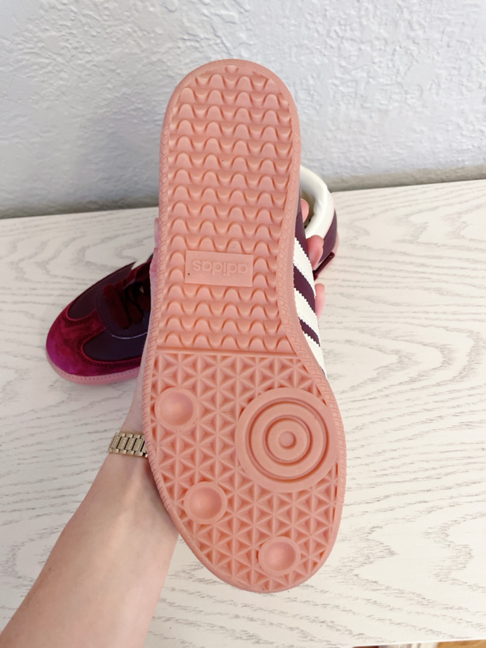 NEW Adidas original Samba Burgundy White maroon Gum Low-Top Sneakers womens 7 - Picture 5 of 10